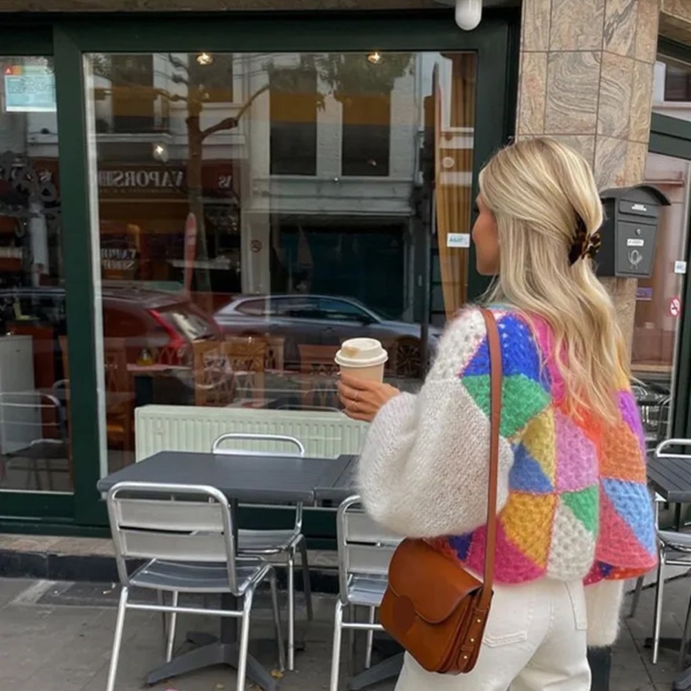 Trendy New ⭐️Color-block Crochet Sweater Cardigan - Picture 4 of 12